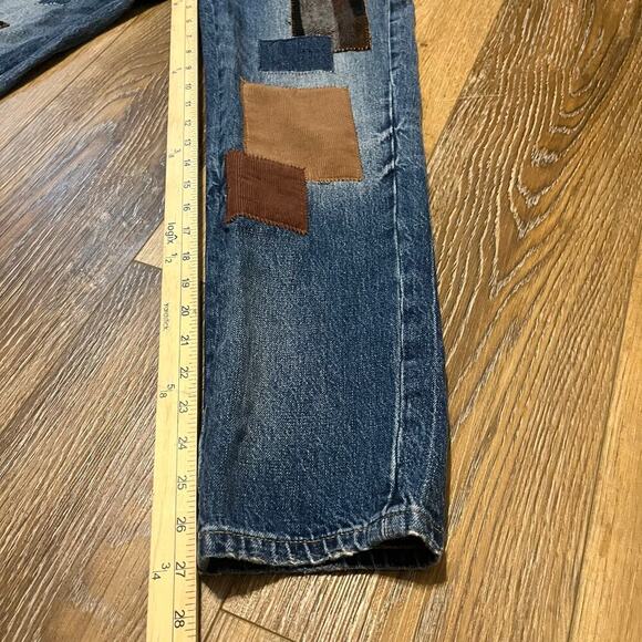 Lucky Brand Lucky Legend Womens Boy Mid Rise Jeans Straight 24R Patchwork Boho - Picture 11 of 11